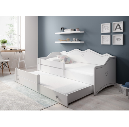 Dvojlůžko s matracemi EMKA II Gray 160x80 Bílá+Šedá