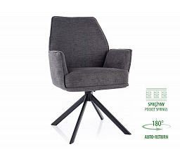 Jídelní otočná židle HUGO BREGO s pružinovým sedákem, Šedá 18/Černá