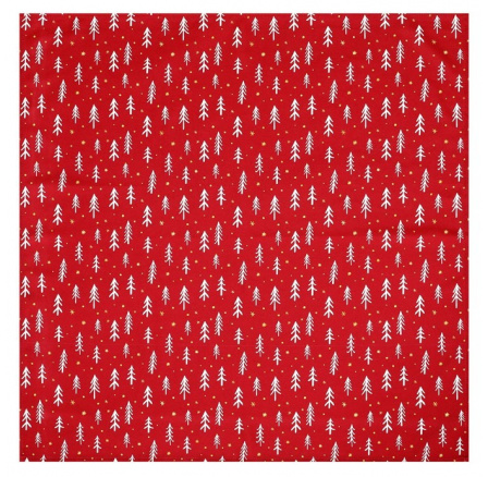 Ubrus červený - vánoční vzor, 100% polyester, 80 x 80 cm