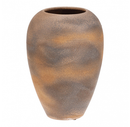 Váza keramická - výška 29 cm, zaoblená, béžovo-šedá