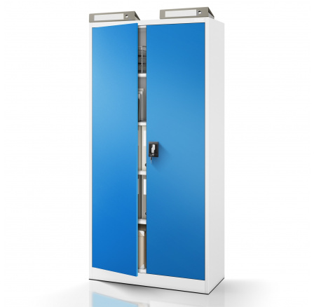 Kancelářská kovová skříň na dokumenty JAN, 900 x 1850 x 400 mm, šedo-modrá Kancelářská kovová skříň na dokumenty JAN, 900 x 1850 x 400 mm, šedo-modrá