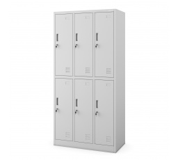 Šatní skříň šedá: s 6 boxy IGOR, 900 x 1850 x 450 mm