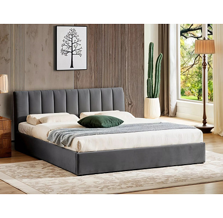 Postel s úložným prostorem MONTREAL Velvet, 160x200 cm, šedý Aksamit 192