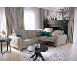 Rohová sedací souprava MALIBU , relax s funkcí spaní 185x250 cm - pravá, béžová