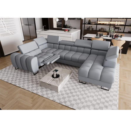 Rohová sedací souprava ASPEN MAX II , relax 198x350x170 cm přírodní kůže - šedá kůže , levá Rohová sedací souprava ASPEN MAX II , relax 198x350x170 cm přírodní kůže - šedá kůže , levá