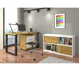 Psací stůl s kontejnerem MARO I Artisan+Černá+Bílá