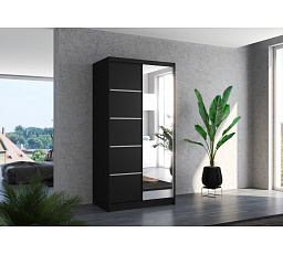 Posuvná skříň se zrcadlem ORLANDO 100 Černá+Černá