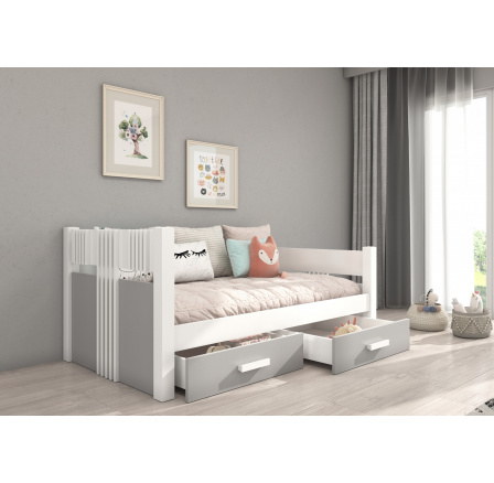 Postel s matrací BIBI 200x90 Bílá+Šedá