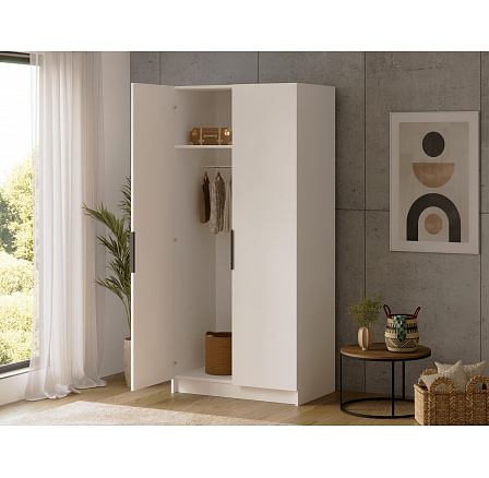 Mirtillo two-door wardrobe with mirror in white White 100x216