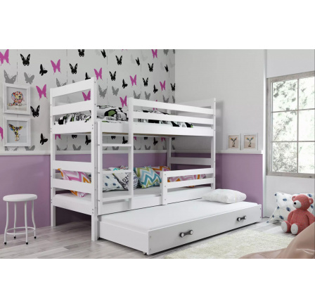 Dětská patrová postel ERYK 3 s přistýlkou 80x190 cm, bez matrací, Bílá/Bílá