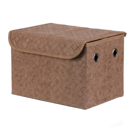 Koš regálový - látkový s víkem, hnědá barva Koš regálový - látkový s víkem, hnědá barva