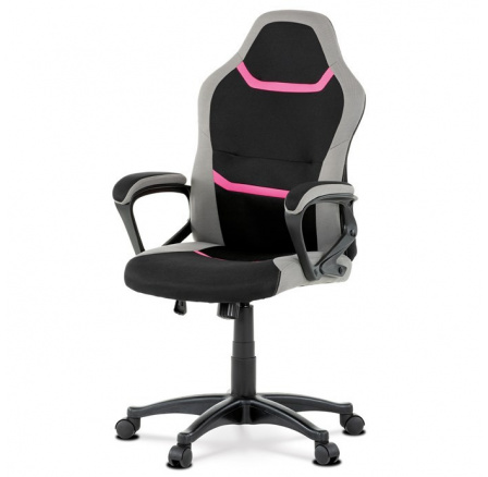 Herní židle, houpací mechanismus, růžová látka, KA-L611 PINK