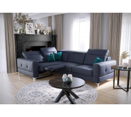 Rohová sedací souprava MALIBU , relax přírodní kůže 185x250 cm - levá, Modrá kůže