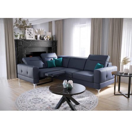 Rohová sedací souprava MALIBU , relax přírodní kůže 185x250 cm - levá, Modrá kůže Rohová sedací souprava MALIBU , relax přírodní kůže 185x250 cm - levá, Modrá kůže