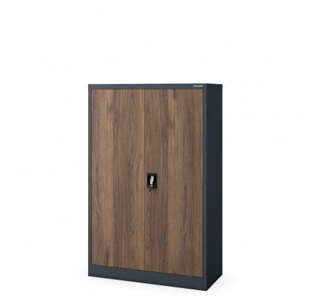 Kancelářská kovová skříň KEVIN, 900 x 1400 x 400 mm, Eco Design: antracitová/ořech Kancelářská kovová skříň KEVIN, 900 x 1400 x 400 mm, Eco Design: antracitová/ořech