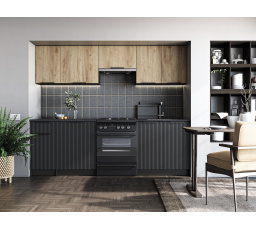 Kuchyňská linka EMMA 240, Dub Artisan/Černá/Carbon