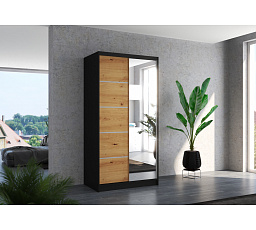 Posuvná skříň se zrcadlem ORLANDO 100 Černá+Artisan