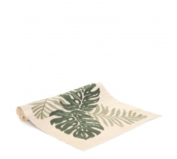 Běhoun SELI v zelené barvě s výšivkou monstera 40x160cm SS23 851624