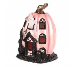 Domeček dýňový - polyresin, pro Halloween, LED osvětlení