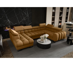 Rohová sedací souprava ASPEN MAX II 195x350x170 cm přírodní kůže - pravá, Kůže hořčicový mat