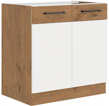 Dolní skřínka VIGO - 80 ZL 2F BB, Dub Lancelot / Bílý lesk