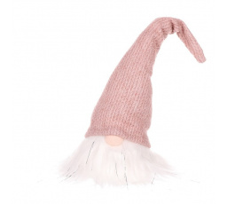 Skřítek - látková dekorace, LED osvětlení, růžová čepice