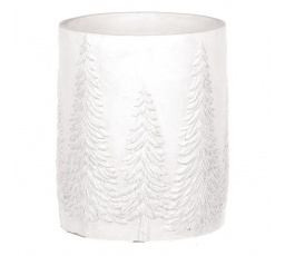 Váza betonová - motiv stromků, bílo-stříbrná
