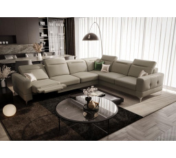 Rohová sedací souprava MALIBU MAX , relax 320x250 přírodní kůže - levá, Béžová kůže