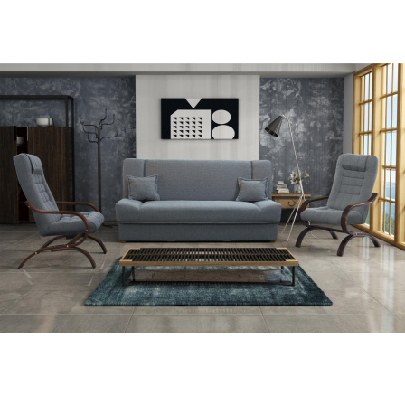 Sedací souprava Palmíra 3F+1+1 šedá/dřevo ořech Sedací souprava Palmíra 3F+1+1 šedá/dřevo ořech