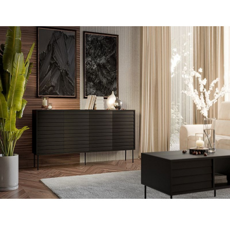 CORTINA komoda 200 (4D) černá/černá (1 ks)=2 str. )