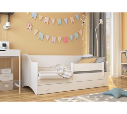 Dětská postel NAOMI s matrací, Bílá/Bílá