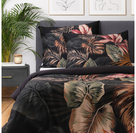 Povlečení FONCE mikrovlákno černý list 160x200 cm SS23 825496