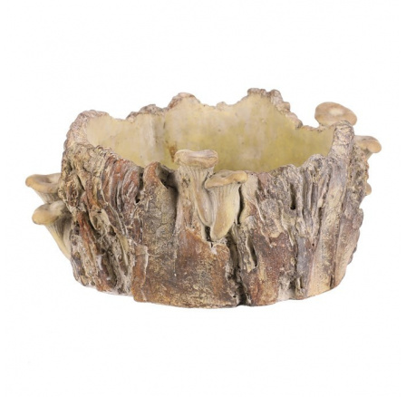Obal betonový - pařez s houbami, vel. M, hnědý
