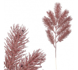Smrk - umělá větev, barva růžová se třpytkami