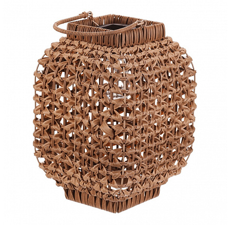 Lucerna - umělý ratan, hranatá, LED osvětl., vel. L, světle hnědá Lucerna - umělý ratan, hranatá, LED osvětl., vel. L, světle hnědá