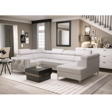 Rohová sedací souprava ORION MAX II s funkcí spaní 165x350x185 cm - bílá eko kůže, levá