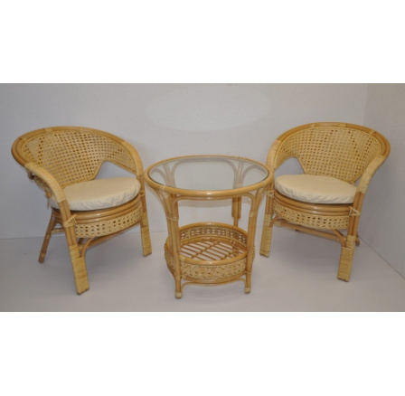 Ratanová sedací souprava Kina medová polstr béžový melír