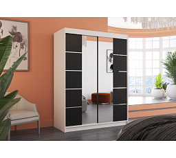 Posuvná skříň se zrcadlem NORDIC 150 Bílá+Černá