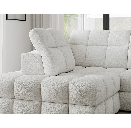 Bronon left-hand corner sofa with sleeping function and storage compartment, white bouclé Royal 01 123x212 Left 1