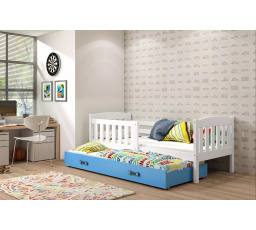Dětská postel KUBUS s přistýlkou 90x200 cm, bez matrací, Bílá/Modrá