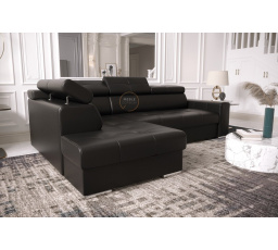 Rohová sedací souprava MARGO I 265×185 přírodní kůže - Levá strana, černá kůže