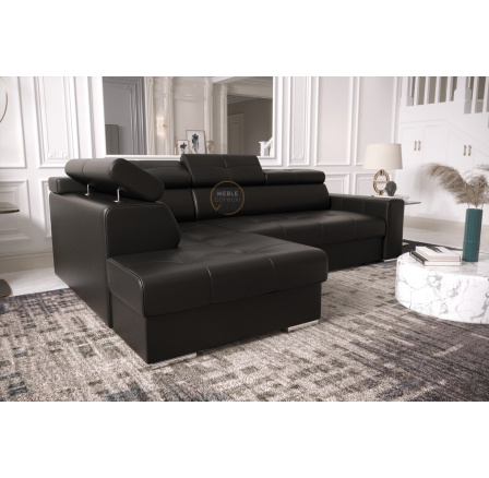 Rohová sedací souprava MARGO I 265×185 přírodní kůže - Levá strana, černá kůže Rohová sedací souprava MARGO I 265×185 přírodní kůže - Levá strana, černá kůže