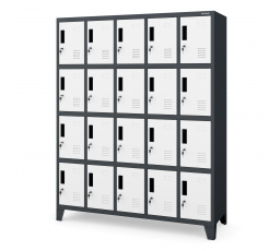 Kovová uzamykatelná šatní skříňka antracitovo-bílá: ROBERT, 1360 x 1720 x 450 mm