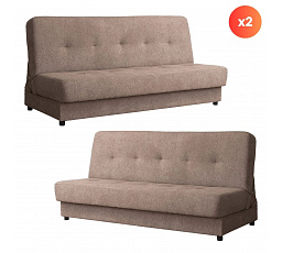 Sada 2x Rozkládací Pohovka ARUBA Hnědá