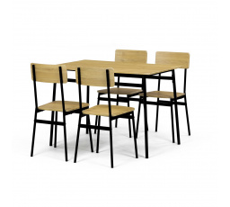 Set jídelní (1+4), MDF dekor divoký dub,černý kov