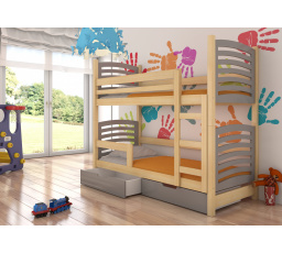 Dvoulůžková patrová postel s matracemi OSUNA Pine+Gray