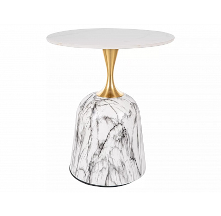 Konferenční stůl FAMA, Efekt mramoru/Bílý lesk/Zlatá