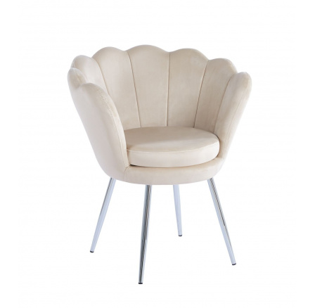 Křeslo velvet béžové /nohy stříbrné/ FR1-FX