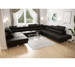 Rohová sedací souprava EMPORIO MAX I 300X350X220 - pravá, Eko kůže černá