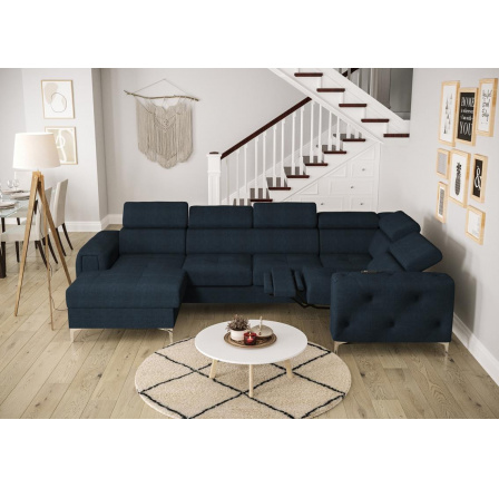 Rohová sedací souprava ORION MAX III , relax s funkcí spaní 165x320x190 cm - modrá, pravá Rohová sedací souprava ORION MAX III , relax s funkcí spaní 165x320x190 cm - modrá, pravá
